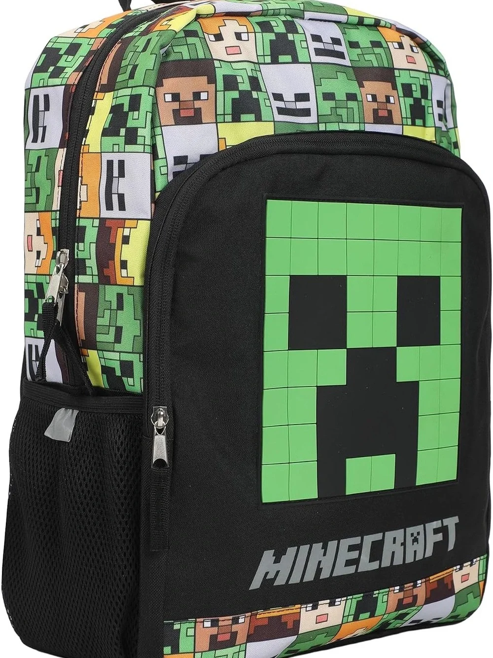 Minecraft Creeper Print Kids Backpack - Green & Black New No Tag